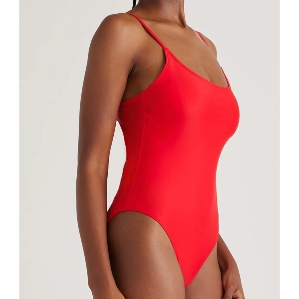 quince italian cami one-piece swimsuit in cherry red, women size large